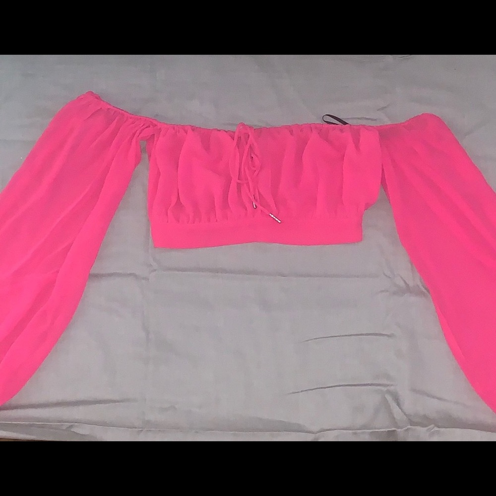 Hot pink off shoulder shirt